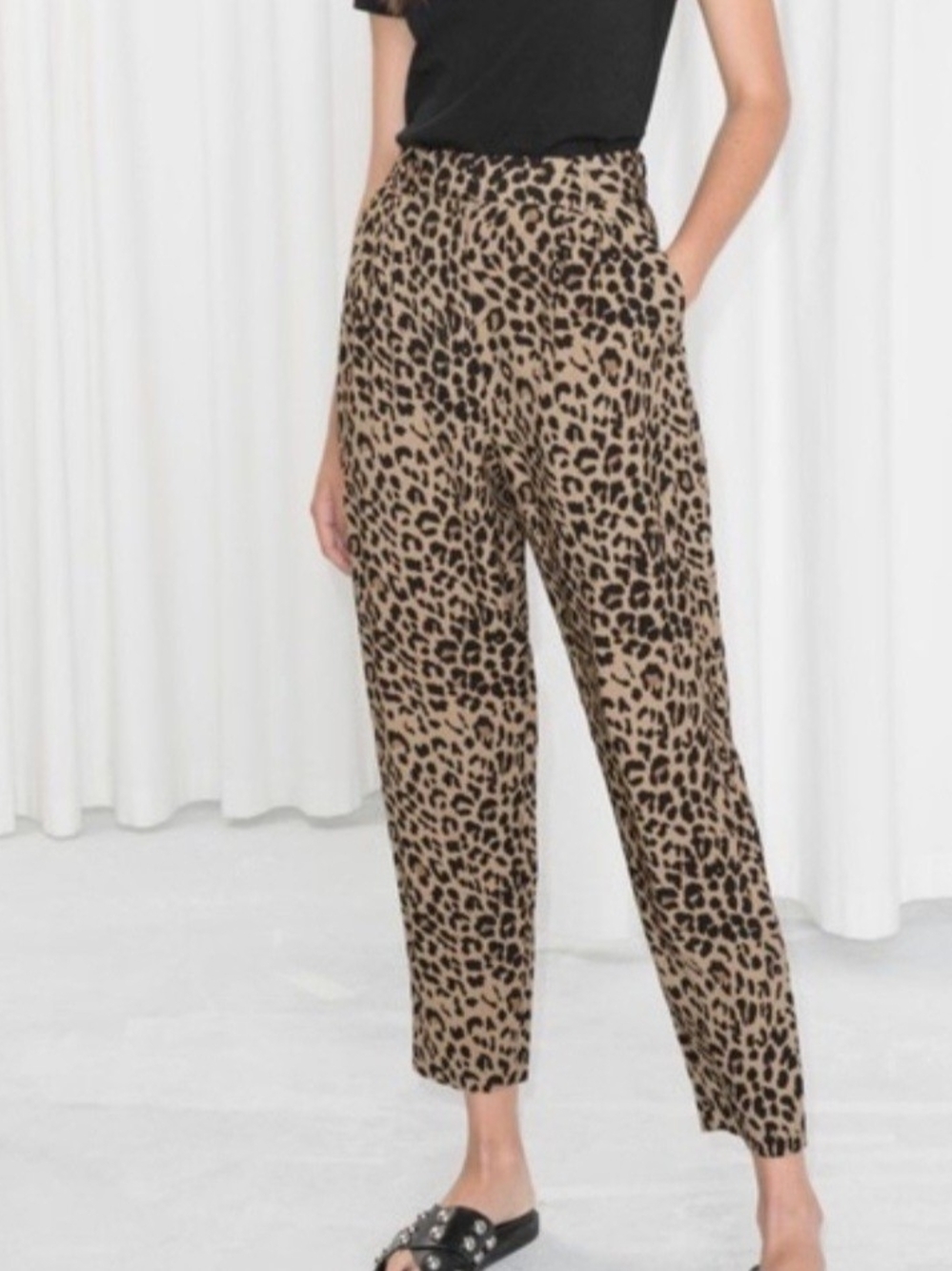 & Other Stories Leopard-Print Cropped Tapered Pants